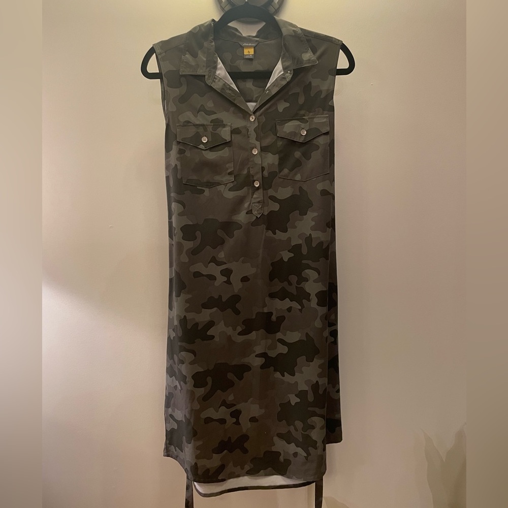Eddie Bauer Women's Departure Sleeveless Shirt Dress Camo Print